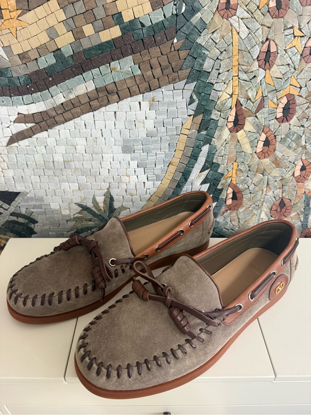 Women’s Suede Loafers in Taupe and Brown